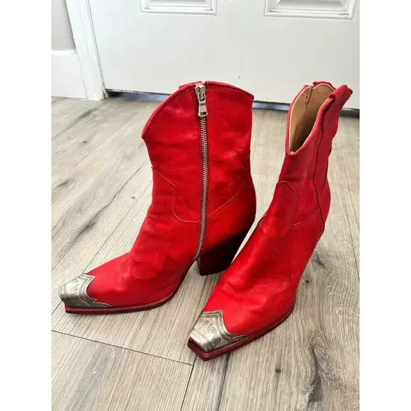 Free People women’s Brayden red cowboy western boots size 39/8.5 or 9 us - Picture 3 of 7